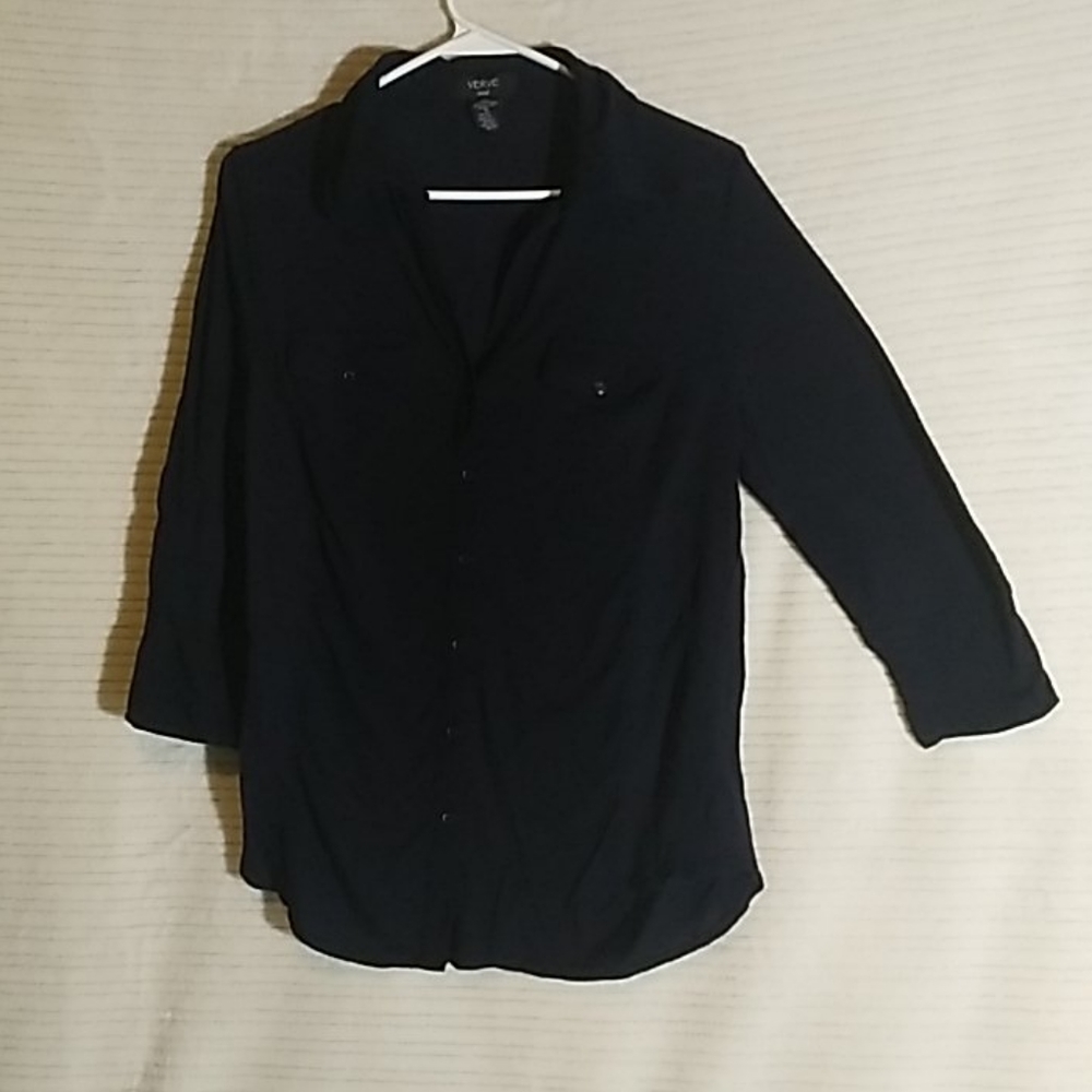 Black, button down shirt.
